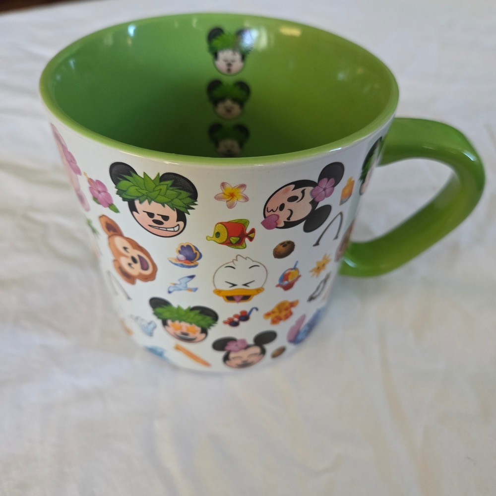 Disney Aulani Resort & Spa Hawaii Coffee Mug Green Interior Character Print
